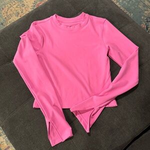 Nike Women's One Shirt Small Pink Dri-FIT Long-Sleeve Top Slit Sleeve